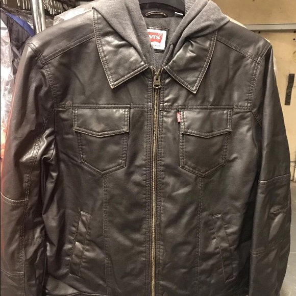 levis leather jacket with hood